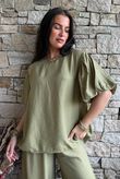 Randles Puff Sleeve Blouse Olive